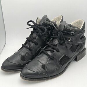 Plomo Penny High Top Leather Black Shoes Womens Size 39 Biker Moto MSRP $495